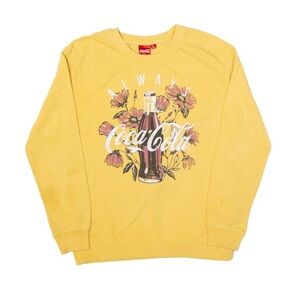 Coca Cola Yellow Crewneck Sweatshirt‎ Retro Nostalgia Kitsch